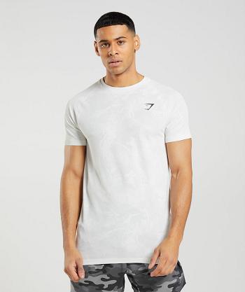 Gymshark Geo Seamless Muške T Shirts Bijele Svijetlo Sive | HR 2520DFM